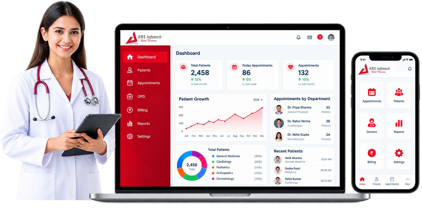 KRS Clinic Management Dashboard Mockup
