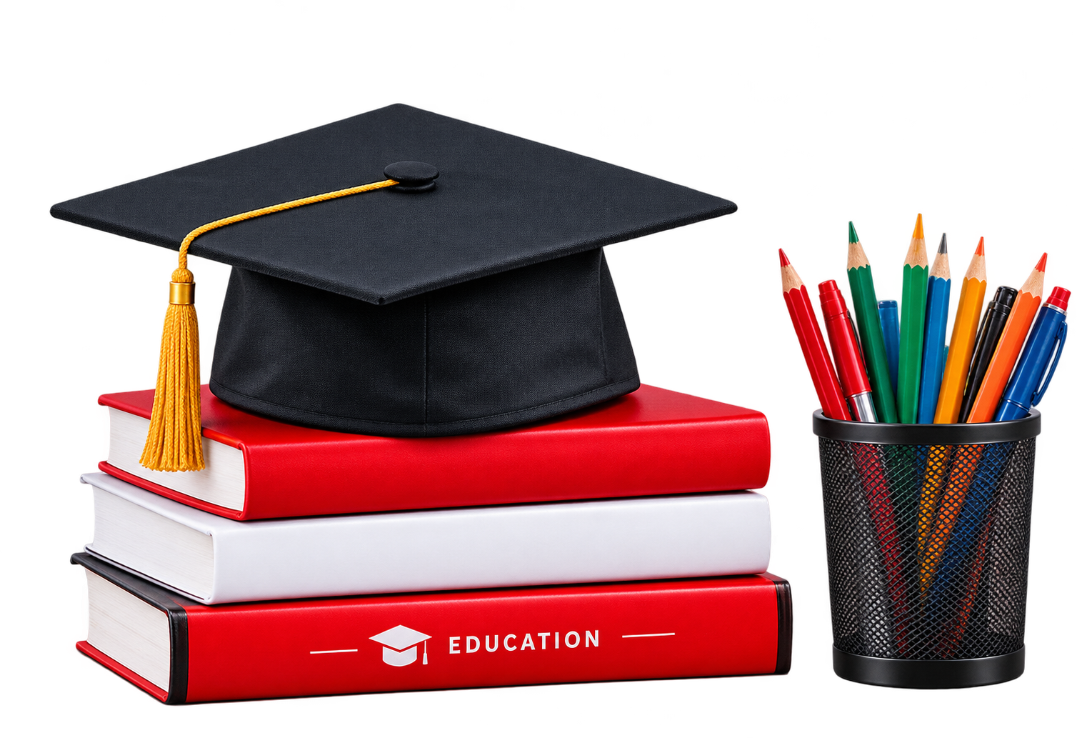 Graduation Cap and Books